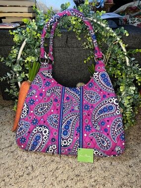 Vera Bradley Magenta Paisley Quilted Shoulder Bag-Boysenberry